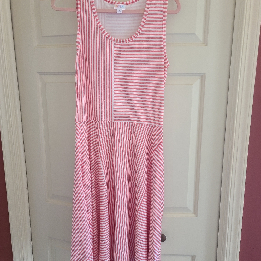 LuLaRoe Summer Striped Sleeveless Dress - Full Skirt Size Large